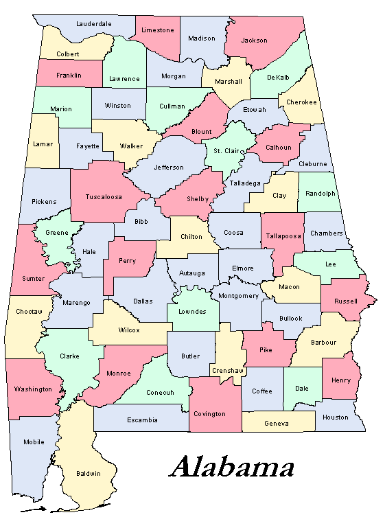 Alabama County Map