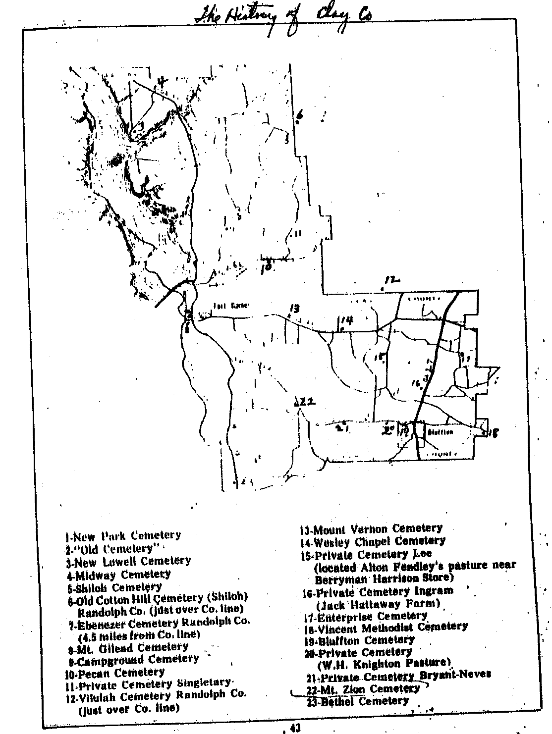 Map of Clay County Cemeteries
