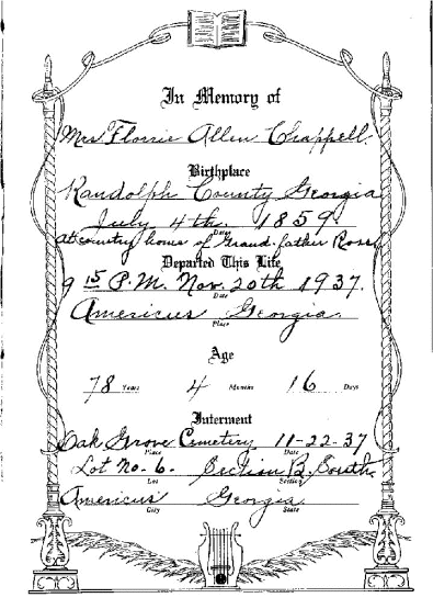 Florrie Allen Chappell Memorial Record