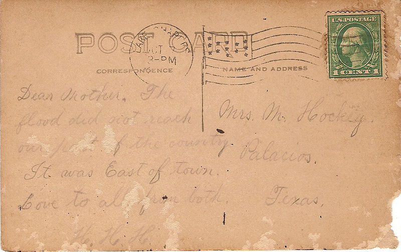 Back of postcard of Truck Farm