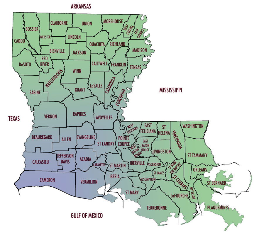 CLICKABLE LOUISIANA PARISH MAP