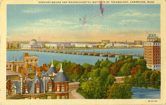 Postcard Details about    Harvard University Now &  In 1790 at Cambridge Massachusetts 