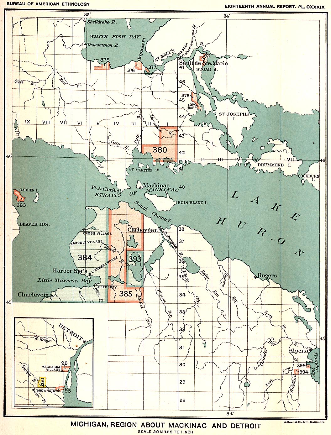  Michigan, Region about Mackinac & Detroit, 
Map 32