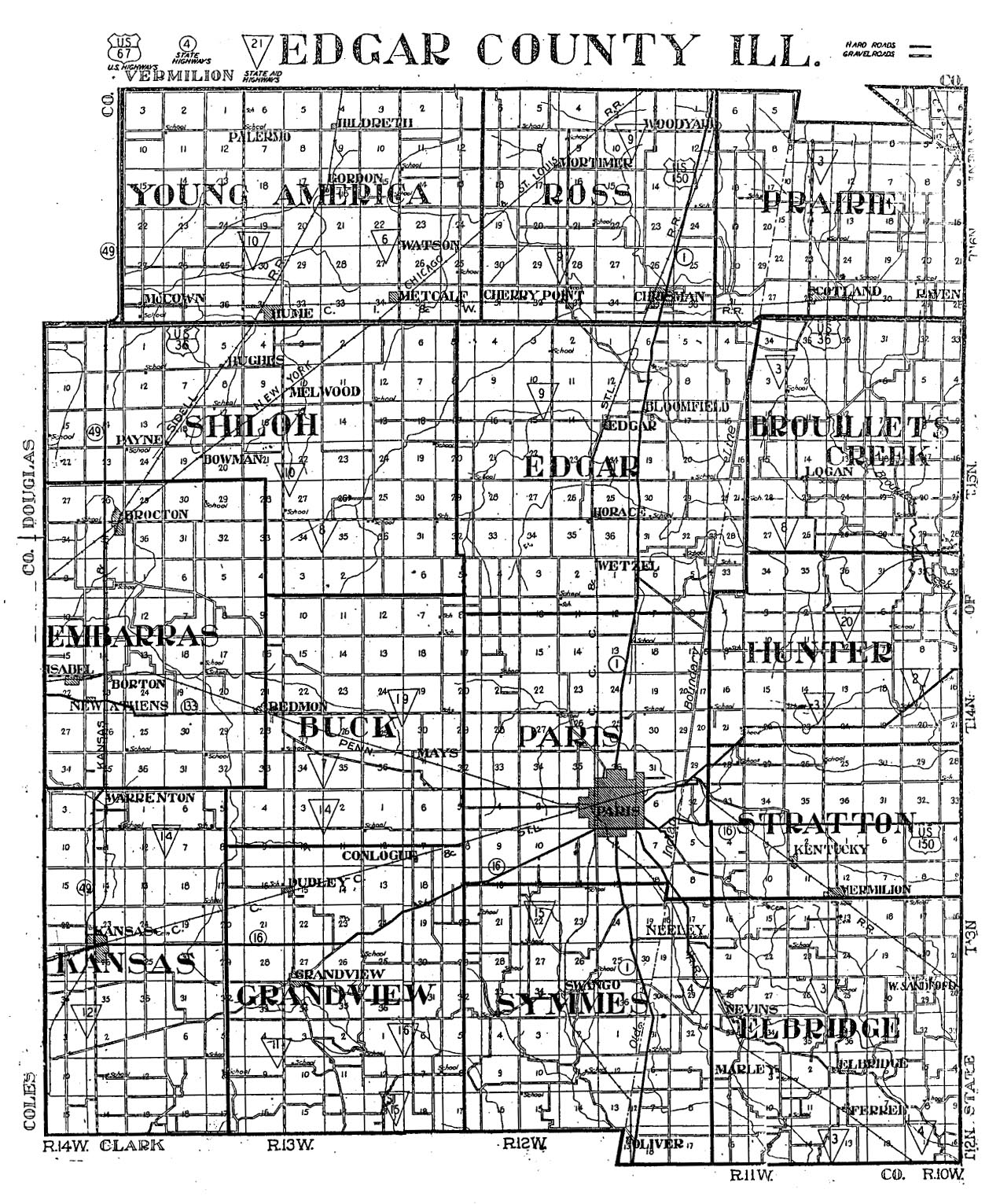 Edgar County Il Gis Usgenweb --- Edgar County Illinois Maps Page