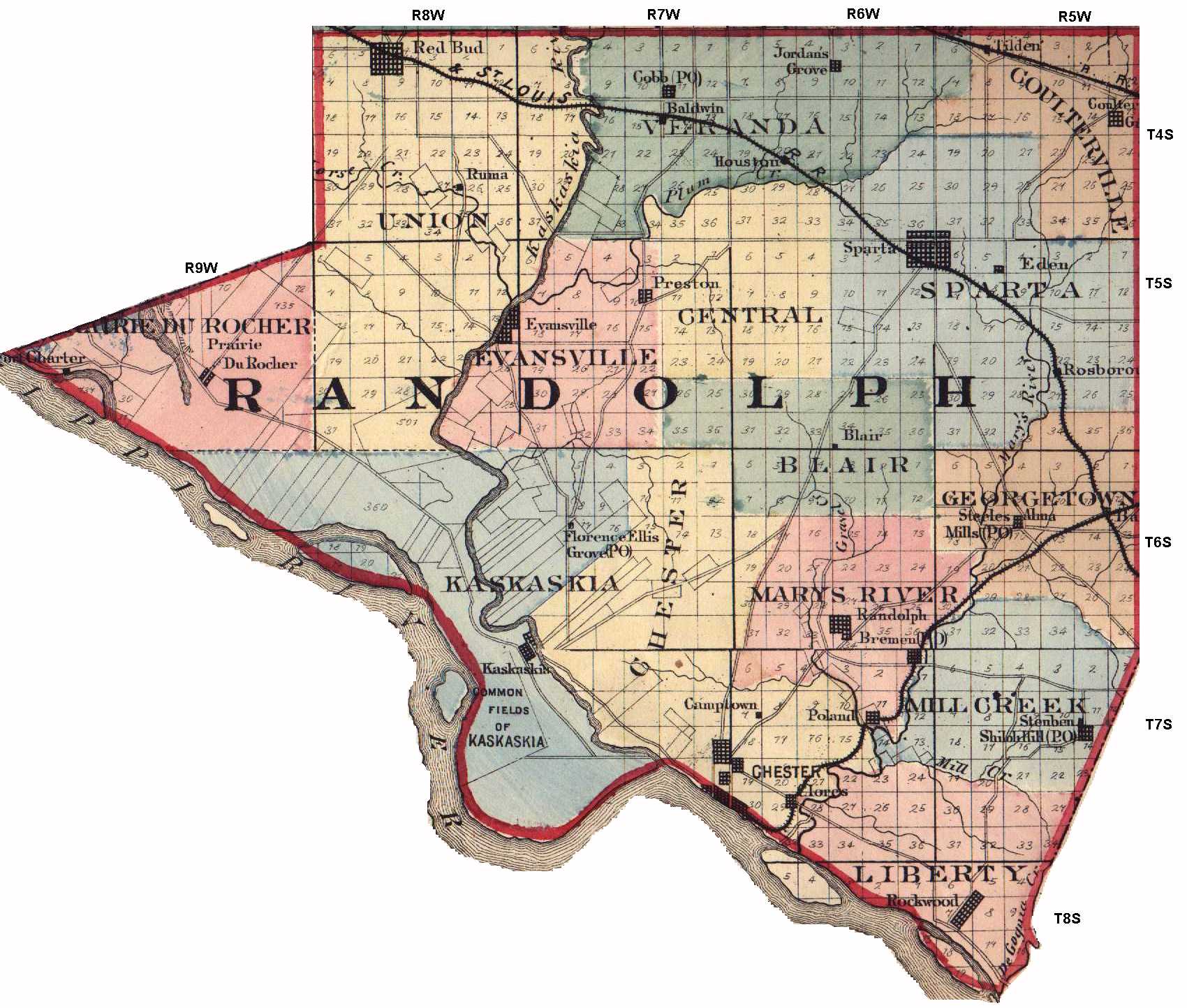 Randolph County, Illinois: Maps and Gazetteers