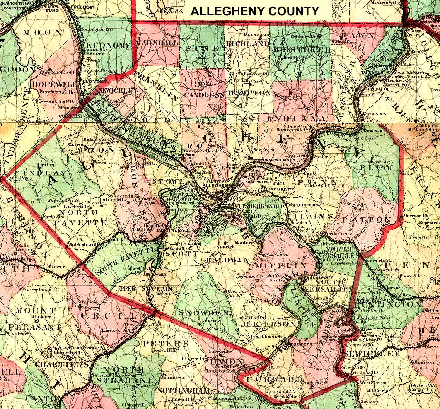 1797 PA MAP Monroeville Ellwood City Bedford Mars Davidsville Homer City SURNAME 