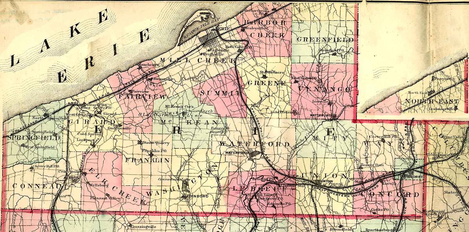 Erie County Maps Pa Pennsylvania Outline Map Historic Guy History 1872 Make...