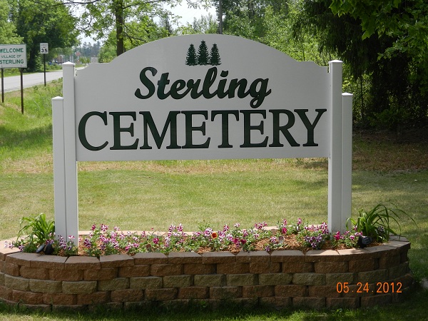 Sterling Cemetery sign