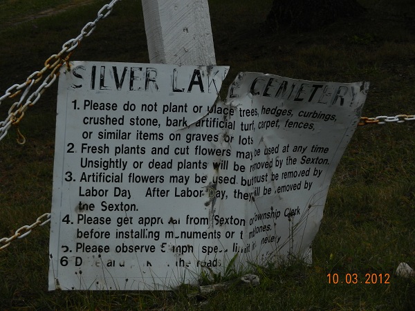 Silver Lake Cemetery sign