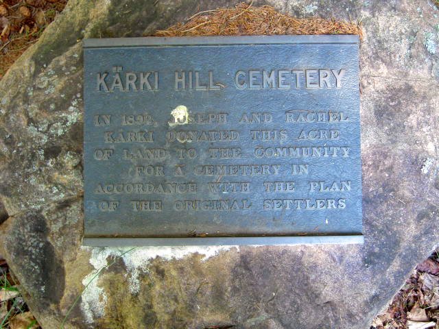 Karki Hill Cemetery plaque