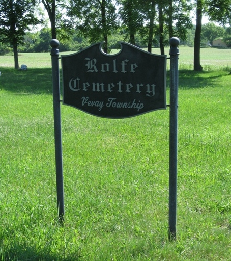 Rolfe Cemetery sign