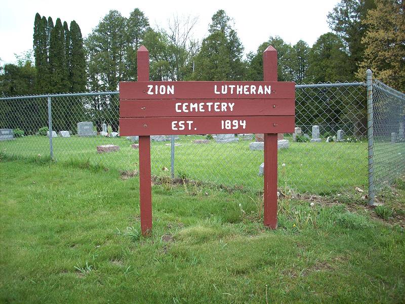Zion Lutheran Cemetery sign