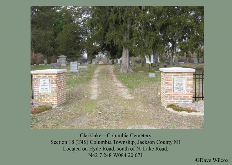 Clark Lake-Columbia Cemetery Entrance