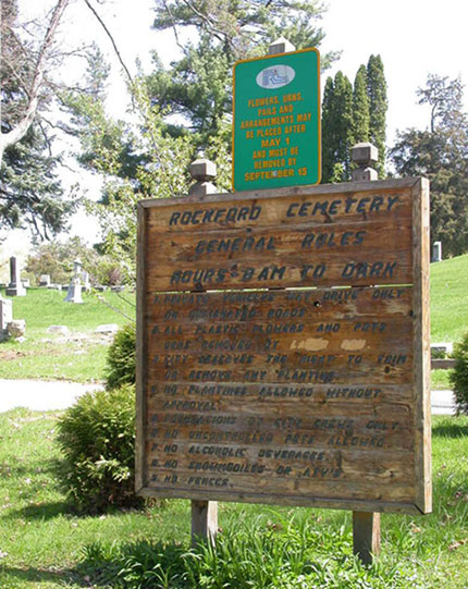 Rockford Cemetery Sign