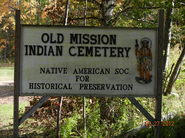 Old Mission Indian Cemetery Preservation sign