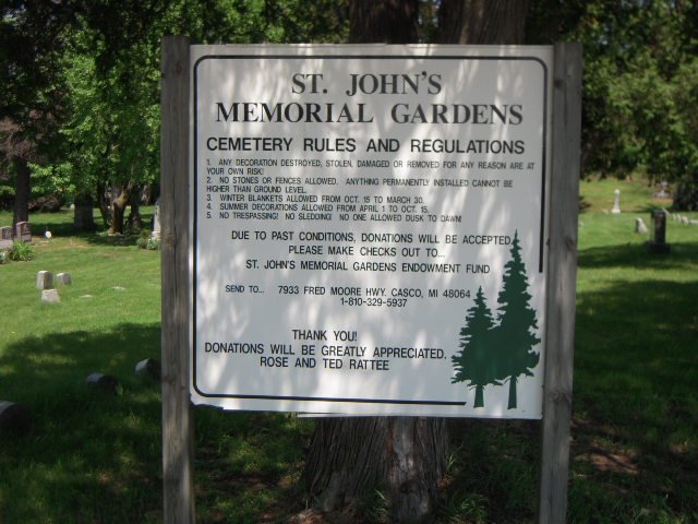 St. John's Memorial Gardens sign