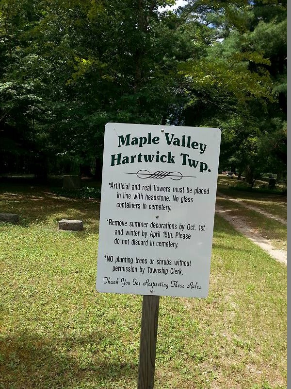 Maple Valley Cemetery Sign