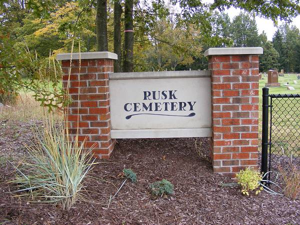 Rusk Cemetery sign