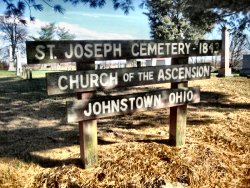 Sign For St Joseph Church of The Ascension Cemetery, Jersey Township, Johnstown, Ohio.