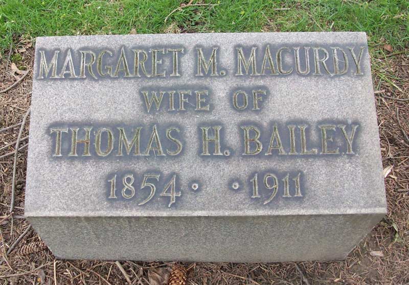Bailey Margaret M Macurdy wife of Thomas Bailey 1854 1911 