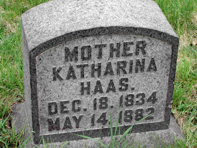 Katharine HAAS 12 18 18345 14 1882 Oakridge Cemetery Altoona Contributor 